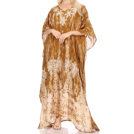 Sakkas Tacy Women's Casual Boho Summer Maxi Dress Kaftan Kaftan Cover Up LougeWear, 11-Army Green