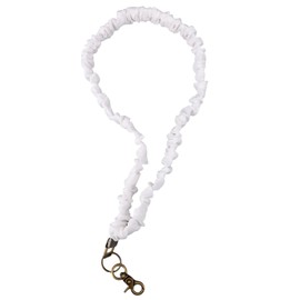Scrunchie Lanyard for ID Badges and Keys, Cute Neck Keychain Stretchy Lanyards with Clip Retractable Elastic ID Card Holder Strap for Teachers (White)
