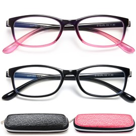 EYEURL 2 Pack Reading Glasses Blue Light Blocking Readers for Women-TR90 Lightweight Computer Reading Glasses Stylish Rectangular Frames Eyeglasses+2.5
