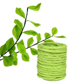 15Yard Raffia Paper Ribbon, 4mm Paper String Colorful Twisted Paper Craft Rope Wrapping Ribbon for DIY Making Flower Basket, Gift Wrapping,Party Decor (Green)