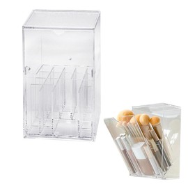 Makeup Brush Holder Organizer, Tilt Open Removable Makeup Brush Holde with Lid, Acrylic Makeup Brushes Organizer for Vanity Decor Office Home