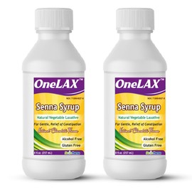 OneLAX - Senna Syrup | Natural Vegetable Laxative (8fl.oz Bottle) Natural Chocolate Flavor, for Gentle, Relief of Constipation 2 Pack