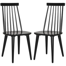 Safavieh American Homes Collection Burris Country Farmhouse Wood Black Spindle Side Chair (Set of 2)