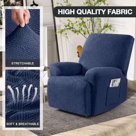 Timeles Recliner Covers Extra Wide Recliner Chair Covers Reclining Couch Covers Sofa Slipcovers Stretch Soft Washable (Single-Seater Oversized, Navy Blue)