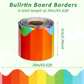Rainbow Bulletin Board Border,Rainbow Board Border Trim Paper,Colorful Board Decor,for Preschool Daycare,Kindergarten Classroom Chalkboard Office Decor