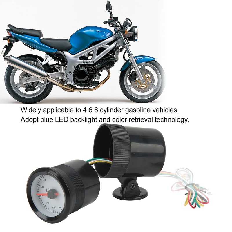 0‑8000RPM Tachometer 52mm Tacho Gauge Blue LED Backlight for 4