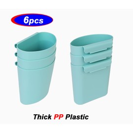 JAKAGO Hanging Cups for Storage Cart & Cutlery Stand, 6 Pack Storage Small Hanging Cup Holder, Multifunctional Removable Storage Cart Accessories (Teal)