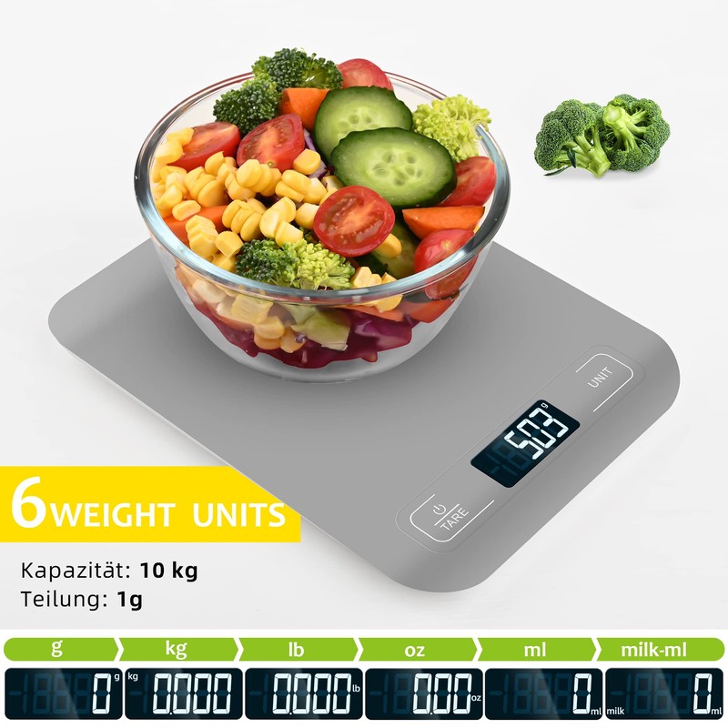 Digital Kitchen Scales, 10 kg, Professional Scales with LCD Display