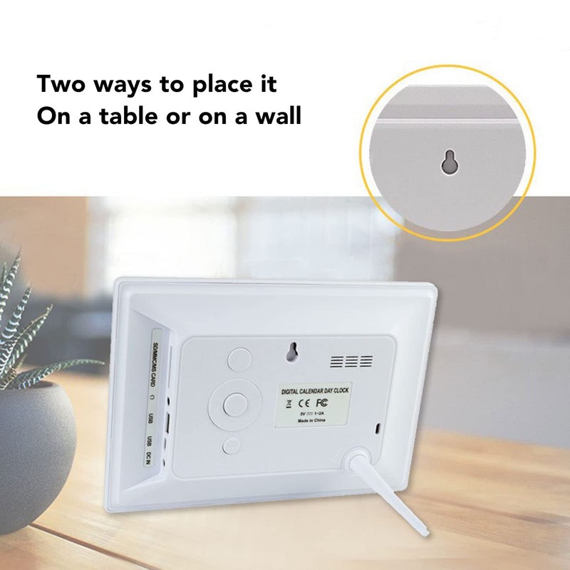 Digital Day Clock, 7in Auto Dimmable, 8 Languages, Unabbreviated Week