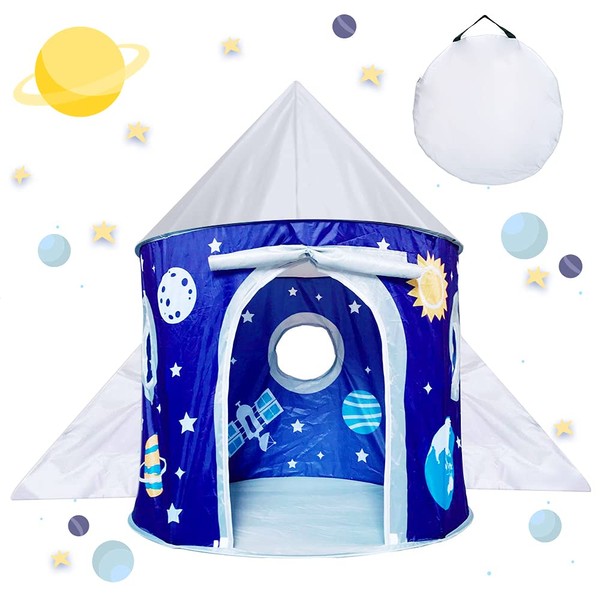 Toy Gifts for 1-7 Year Old Kids Boys, Pop Up Play Tents for Kid, Space Rocket Toys for Toddler Boy Birthday Present, Kids Outdoor Toys Foldable Playhouse for Boy Toddlers Child Gift