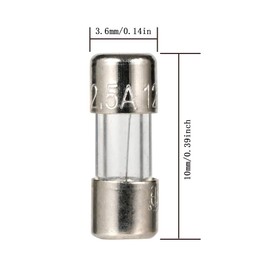 PENGLIN 20PCS Mini Glass Fuses Christmas Light Fuses 110V 125V 2.5A Slow-Blow Time Delay Fuse Light Strings Replacement Glass Cartridge Fuse 0.14 x 0.39 inch / 3.6 x 10 mm