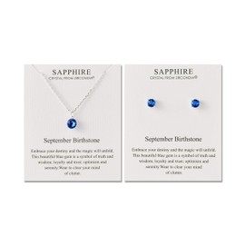 Philip Jones September (Sapphire) Birthstone Necklace and Earrings Set with Zircondia® Crystals, Crystal, Zircondia® crystal