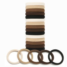 Mia Klein Hair Ties 50 Pcs Extra Thick 5CM Neutral Colors, Bulk Elastic Hair Bands for Thick Heavy Hair, Seamless Hair Accessories for Women and Girls, Ponytail Holder