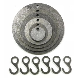 HMF Targets AR500 Steel Target 3,4,6,8,10,12" NRA Action Pistol Plate 6pc Set With Hooks - 3/8" AR500