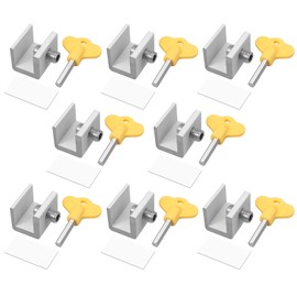 Neoteck Pack of 8 Adjustable Sliding Window Locks Aluminium Alloy Single Hole Window Locks Free Rails Border Window Door Non-Slip Security Locks with Keys