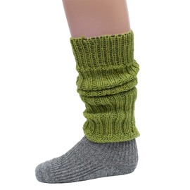 Hirsch Natur, Merino Children's Leg Warmers Chunky Knit 100% Virgin Wool (kbT), meadow green