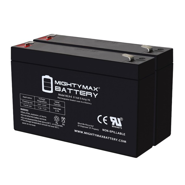 Mighty Max Battery 6V, 9Ah, AGM, F2 Terminal, Replacement Battery