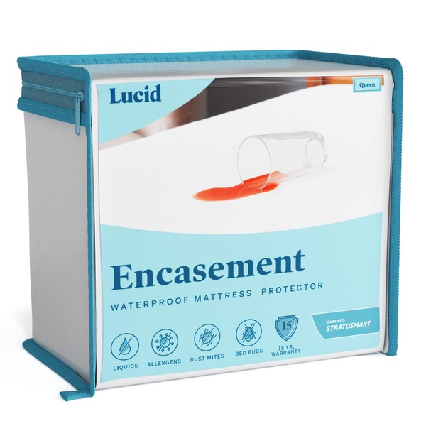 LUCID Encasement Mattress Protector - Completely Surrounds Mattress for Waterproof Protection - Dorm Room Essentials - Twin XL