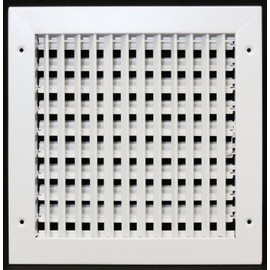 10"w X 10"h Adjustable AIR Supply Diffuser - HVAC Vent Cover Sidewall or Ceiling - Grille Register - High Airflow - White [Outer Dimensions: 11.75"w X 11.75"h]