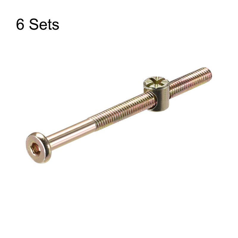 uxcell M6 x 70mm Furniture Bolts Nut Set Hex Socket