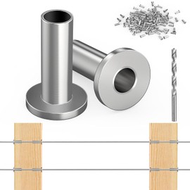 Steel DN Mate 100 Pack Stainless Steel Protector Sleeves for 1/8" 5/32" or 3/16" Cable Railing, Cable Protector Sleeves for Cable Railing System,T316 Cable Railing Hardware with a Drill Bit, DK101