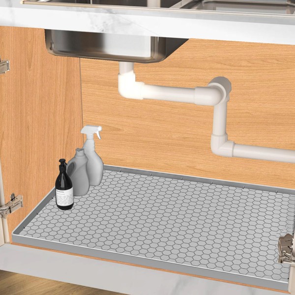 Jacooxi Under Sink Mat 28 x 22 for Kitchen Waterproof,