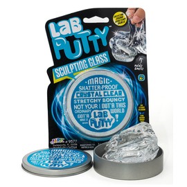 JA-RU Lab Putty Sculpting Glass-Clear Transparent Slime Putty w/ Tin Case (1 Putty) Crazy & Silly Clear Crystal Slime for Kids & Adults. Stress Anxiety Relief Fidget Sensory Toy. Party Favor 9577- 1A