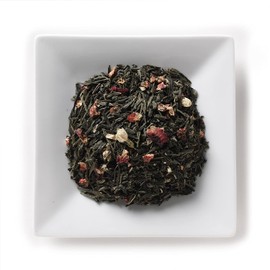 Mahamosa Strawberry Lychee Sencha Tea 2 oz - Loose Leaf Flavored Green Tea Blend (with flavoring, freeze-dried strawberry pieces, jasmine blossoms, rose petals)