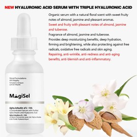 Serum Instant Effect Face, 2%+HA Vitamin C Serum with Hyaluronic Acid for Face & Hyaluron, Moisturising Face Essence for Women, Plump Skin, Instant Face Tightening, 30 ml