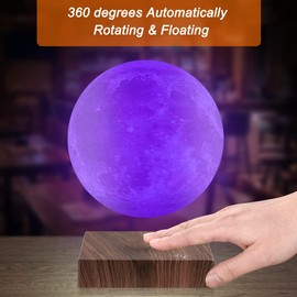 Levitating Moon Lamp, Magnetic Floating Moon Light Lamps Spinning 3D Printing Night Light for Home Office Decor, Birthday Christmas Gifts