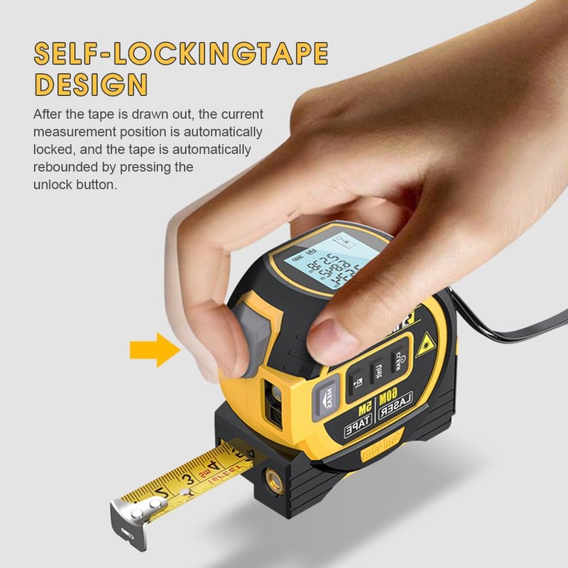 Chamgeco Almighty Ruler Laser Rangefinder, 3-in-1 Infrared Laser Tape Measure,