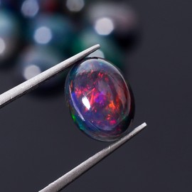 YASHEE Natural Black Opal Oval Shape-Ethiopian Opal Gemstone Wholesale Lot-Healing Crystals-DIY Jewelry Making Bulk Gemstone Deal (4 Piece Pack Of, Oval Cabochon, 8x6x4mm)