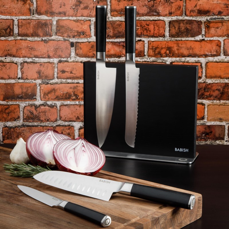 Babish 5-Piece Magnetic Forged Kitchen Knife Block Set – 1.4116