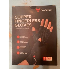 Copper Compression BraceBull Arthritis Gloves (1 Pair), Copper Infused Fingerless Compression New