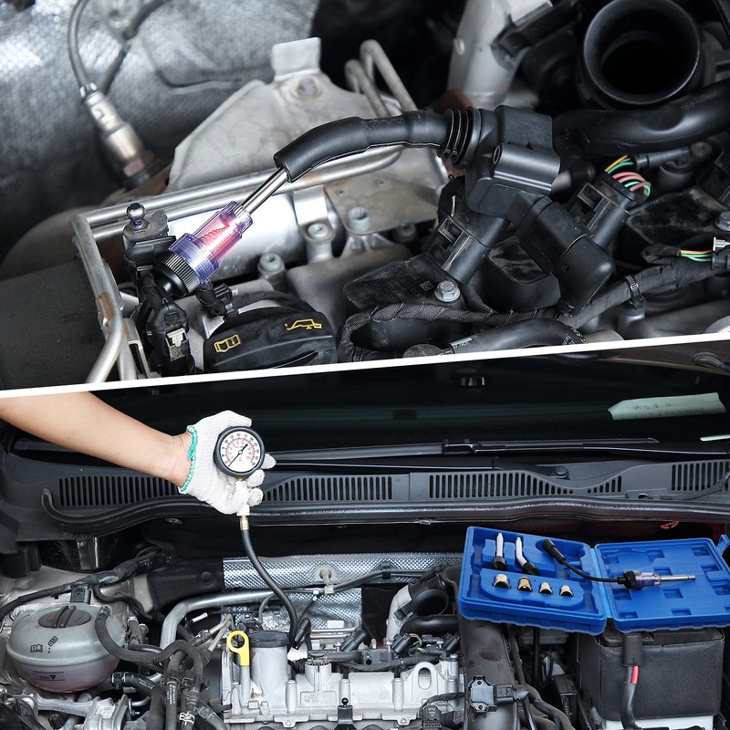 Fiada 9 Pieces Automotive Compression Tester Kit and Spark Plug