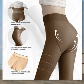 BKYDF 2 Piezas Media Termicas Afelpadas Mujer,Pantimedias con Forro de Lana de Algodón,Pantimedias para Mujer Cómodas y Elástico(Negro+Café -220g)