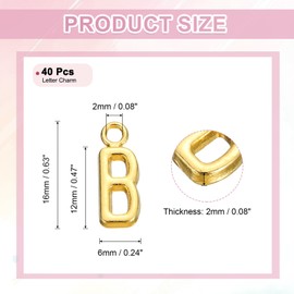 sourcing map 40Pcs Letter Charm, Alloy Letter B Initial Alphabet Charm for DIY Crafts Jewelry Making Bracelets Earrings Necklace, Gold