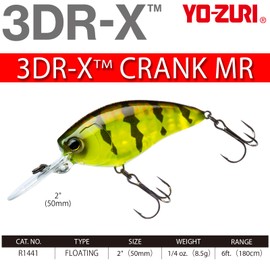 YO-ZURI 3DR-X Crank MR Floating Bass Lure, 50mm, Color: Sunset Shad