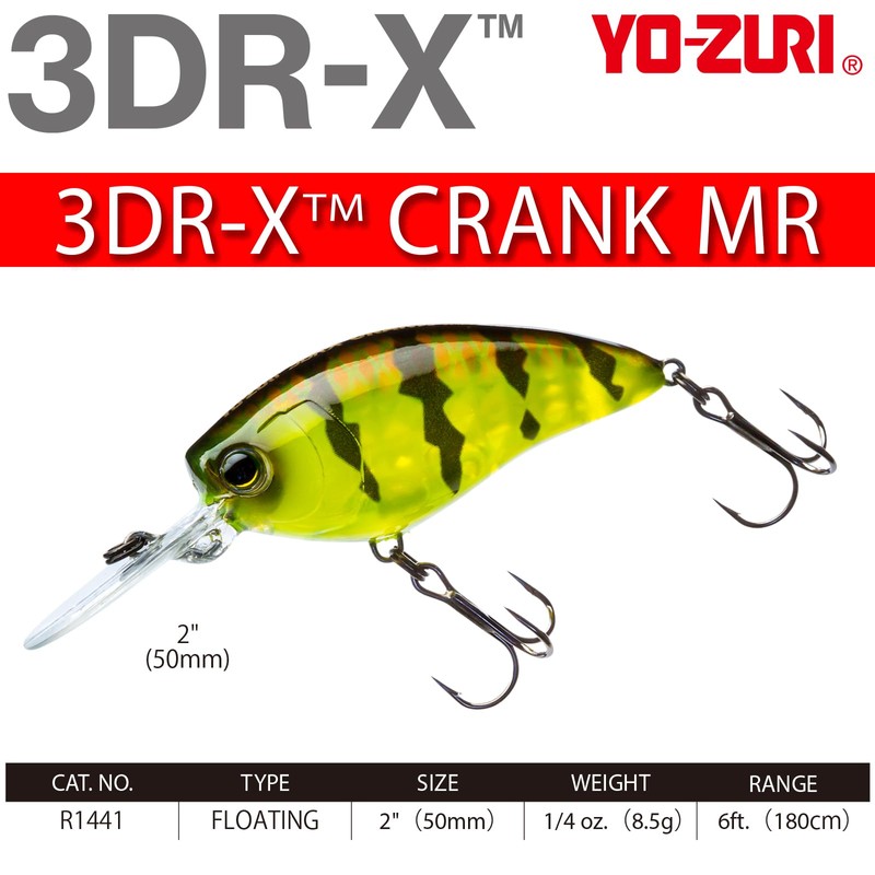 YO-ZURI 3DR-X Crank MR Floating Bass Lure, 50mm, Color: Sunset