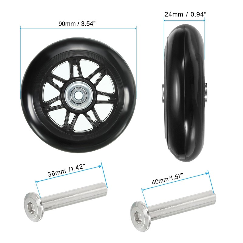 PATIKIL Replacement Luggage Suitcase Wheels Repair Kit, 90mmx24mm Wear-Resistant &