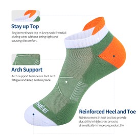 JOYNÉE Men's Athletic Ankle Socks Low Cut Cushion Sport Workout Running Tab Socks 6 Pack,Multicolor 2,Sock Size:10-13