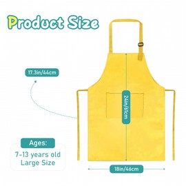 MALLOOM Pack of 20 Children's Aprons, Children's Adjustable Cooking Apron with 2 Pockets, Child Kitchen Aprons Craft Aprons Set for Kitchen, Cooking, Painting, Baking, Boys & Girls (7-13 Years),