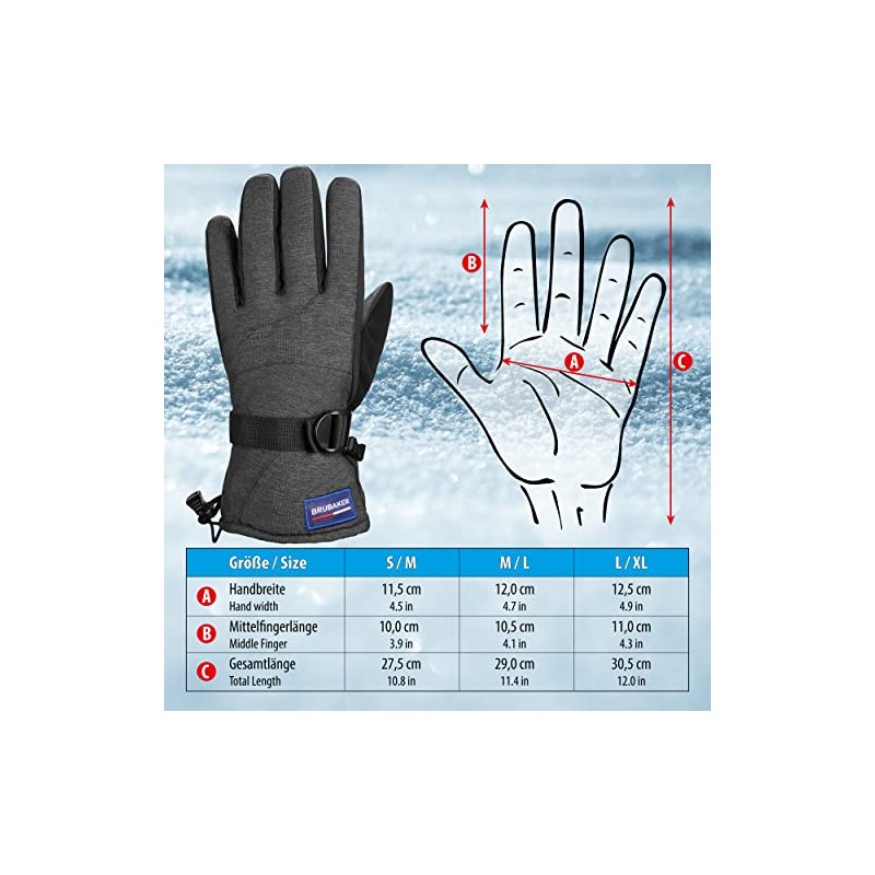 Brubaker Winter Gloves Waterproof and Windproof – Men's and Women's