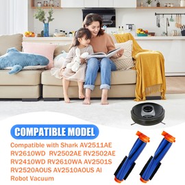 Replacement Parts for Shark AI AV2501S AV2501AE RV2502AE RV2520AOUS AV2510AOUS AV2511AE RV2610WA AV2610WA RV2310AE AV2310AE/RV2320S/UR2350AE Brush Roller Accessories Kit -2 Pack Main Roller Brush