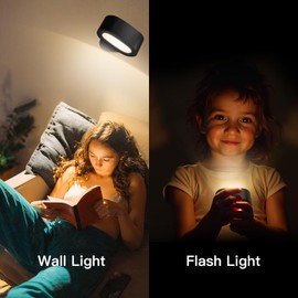 Arttty Wall Sconce, Magnetic Wall Lamp, with 360° Rotate, Wireless Sconce, 3 Color Temperatures, Wall Lights Battery Operated, Remote & Touch Control Wall Mounted Lights for Bedroom & Living Room