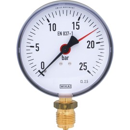 Fittingteile - Wika Pressure Gauge 111.10 Vertical Diameter 80, 100, 160 mm - Class 2.5 for Compressed Air and Vacuum (Diameter: Ø 100 mm - Display Range: 0 to 25 bar)