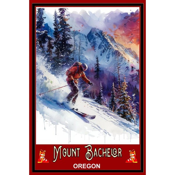 Ski Mount Bachelor OR Travel Poster 16 x 24 Skiing
