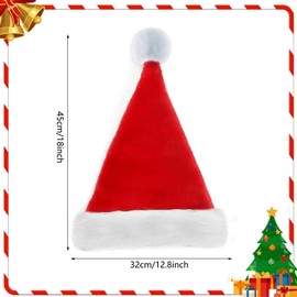 ZEACCT Santa Hat Plush, Plush Santa Hat, Red Santa Hat, Santa Hat, Red Christmas Party Hat, Christmas Hats Children Adults for Christmas, Party Supplies