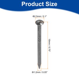 uxcell 100Pcs Small Hardware Nails, 1.2 x 19mm Carbon Steel Round Head Nail Common Finishing Nail for Household Woodworking Picture Hanging DIY Projects, Black