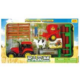 ECCRIS Farm Toys Tractor with Farm Animals Figurines and Fence Farm Playset, Farm Figures Farmer Vehicle Toy Truck with Trailer, Farm Animals Toys